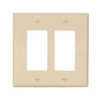 Eaton Wiring 2-Gang Decora Wall Plate, Mid-Size, Polycarbonate, Ivory