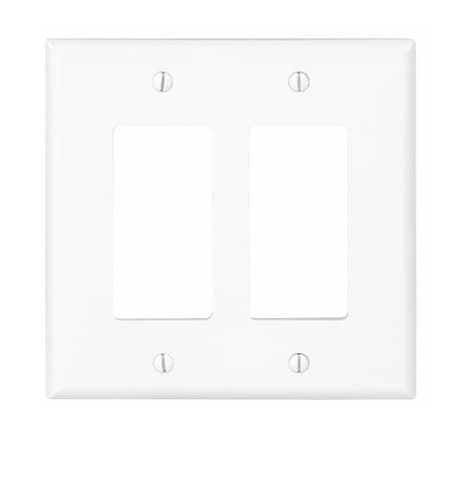 Eaton Wiring Mid-Size 2-Gang Duplex Decorator Polycarbonate Wallplate, White