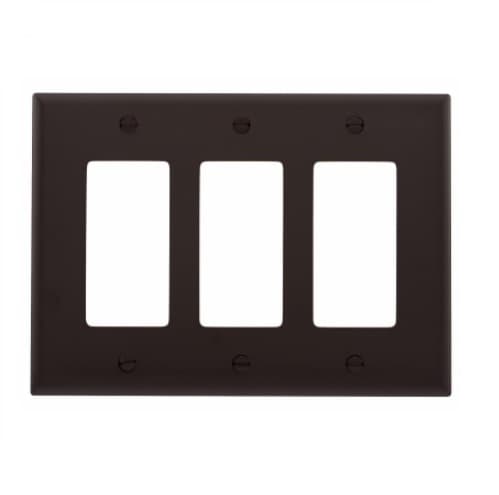 Eaton Wiring 3-Gang Decora Wall Plate, Mid-Size, Polycarbonate, Brown