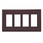 Eaton Wiring 4-Gang Decora Wall Plate, Mid-Size, Polycarbonate, Brown