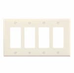 Eaton Wiring 4-Gang Decora Wall Plate, Mid-Size, Polycarbonate, Light Almond