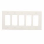 Eaton Wiring 5-Gang Decora Wall Plate, Mid-Size, Polycarbonate, Light Almond