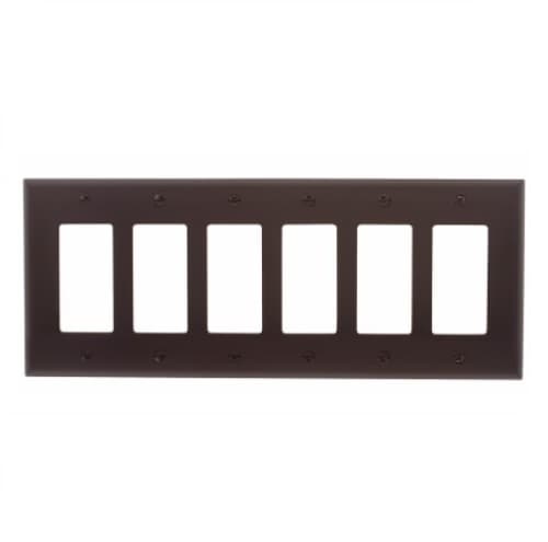 Eaton Wiring 6-Gang Decora Wall Plate, Mid-Size, Polycarbonate, Brown