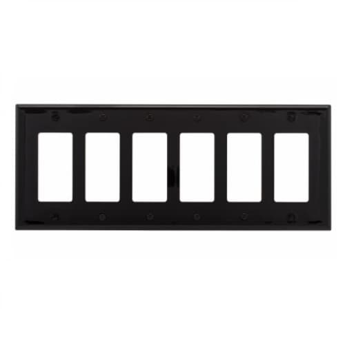 Eaton Wiring 6-Gang Decora Wall Plate, Mid-Size, Polycarbonate, Black