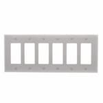 Eaton Wiring 6-Gang Decora Wall Plate, Mid-Size, Polycarbonate, Gray