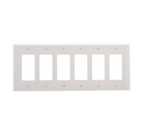 Eaton Wiring 6-Gang Decora Wall Plate, Mid-Size, Polycarbonate, White