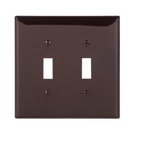 Eaton Wiring 2-Gang Toggle Wall Plate, Mid-Size, Polycarbonate, Brown