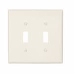 Eaton Wiring 2-Gang Toggle Wall Plate, Mid-Size, Polycarbonate, Light Almond