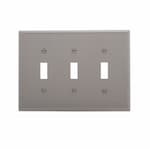 Eaton Wiring 3-Gang Toggle Wall Plate, Mid-Size, Polycarbonate, Gray