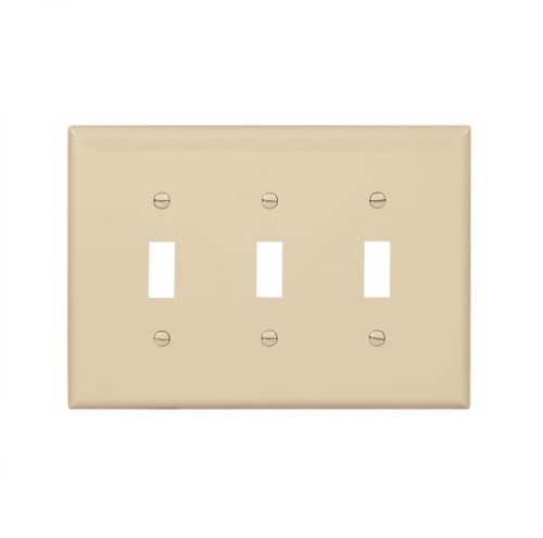 Eaton Wiring 3-Gang Toggle Wall Plate, Mid-Size, Polycarbonate, Ivory