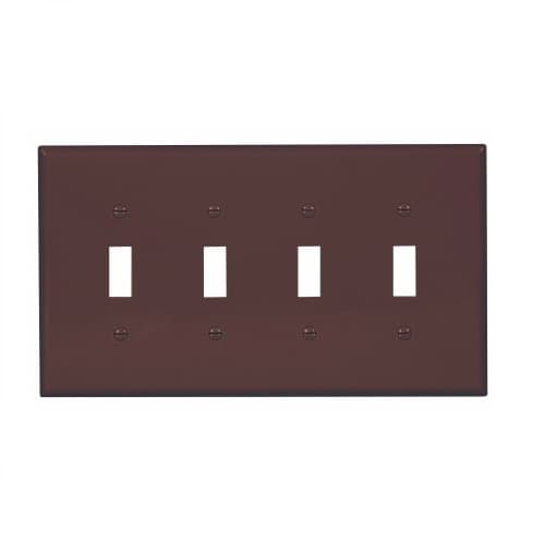 Eaton Wiring 4-Gang Toggle Wall Plate, Mid-Size, Polycarbonate, Brown