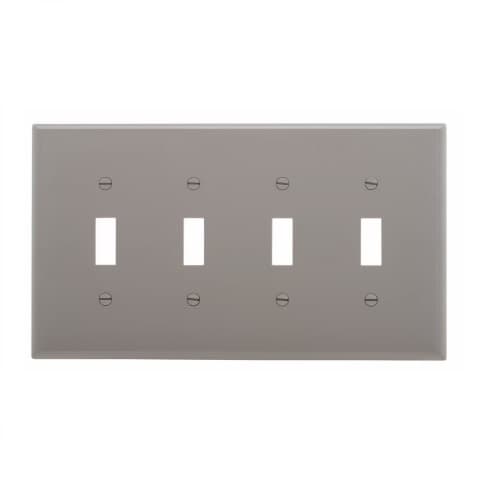 Eaton Wiring 4-Gang Toggle Wall Plate, Mid-Size, Polycarbonate, Gray