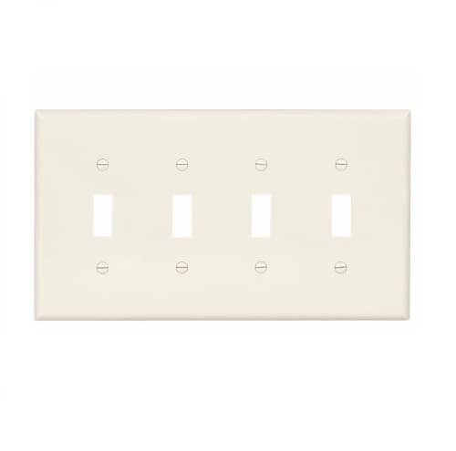 Eaton Wiring 4-Gang Toggle Wall Plate, Mid-Size, Polycarbonate, Light Almond