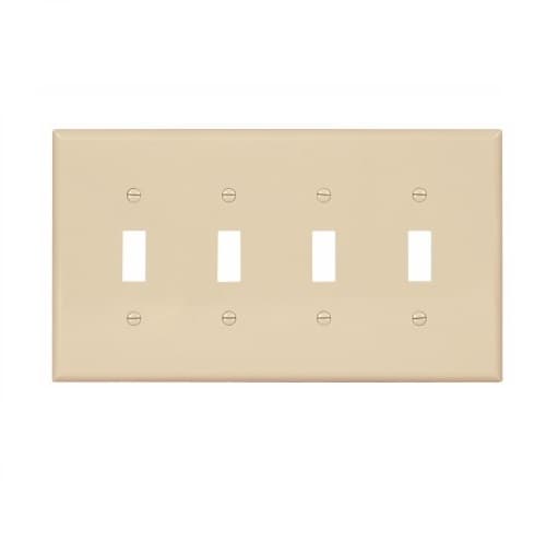 Eaton Wiring 4-Gang Toggle Wall Plate, Mid-Size, Polycarbonate, Ivory