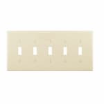 Eaton Wiring 5-Gang Toggle Wall Plate, Mid-Size, Polycarbonate, Almond