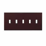 Eaton Wiring 5-Gang Toggle Wall Plate, Mid-Size, Polycarbonate, Brown