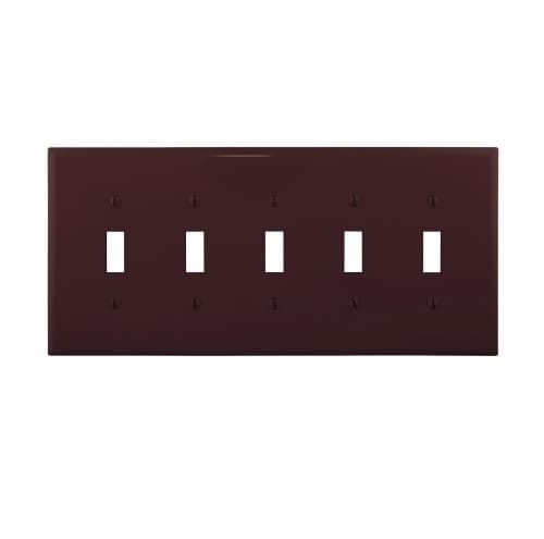 Eaton Wiring 5-Gang Toggle Wall Plate, Mid-Size, Polycarbonate, Brown