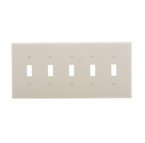 Eaton Wiring 5-Gang Toggle Wall Plate, Mid-Size, Polycarbonate, Light Almond