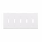 Eaton Wiring 5-Gang Toggle Wall Plate, Mid-Size, Polycarbonate, White