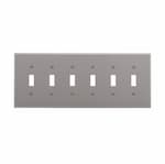 Eaton Wiring 6-Gang Toggle Wall Plate, Mid-Size, Polycarbonate, Gray