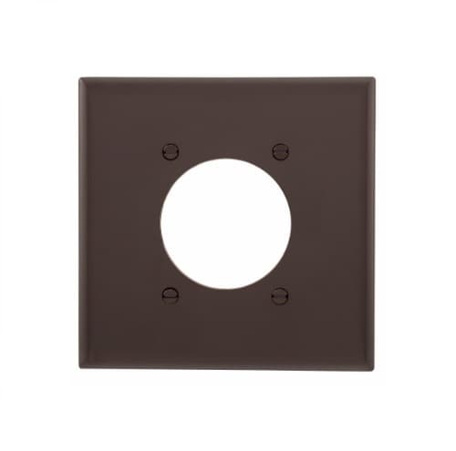 Eaton Wiring 2-Gang Power Outlet Wall Plate, Mid-Size, 2.15" Hole, Brown