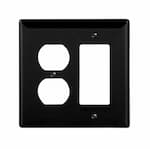 Eaton Wiring 2-Gang Combination Wall Plate, Mid-Size, Duplex & Decora, Black