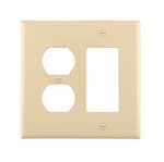 Eaton Wiring 2-Gang Combination Wall Plate, Mid-Size, Duplex & Decora, Ivory