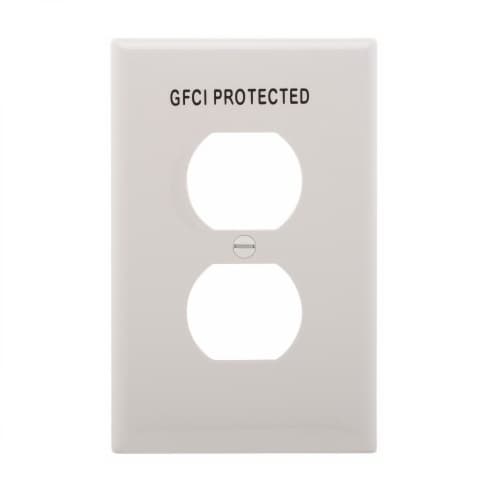 Eaton Wiring 1-Gang Duplex Wall Plate, Mid-Size, GFCI Protected, White