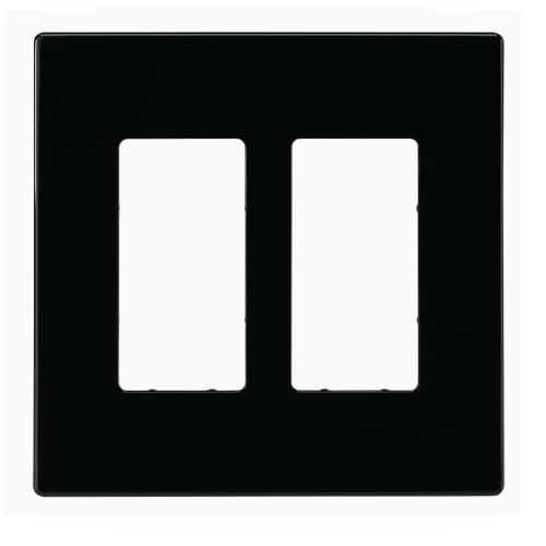 Eaton Wiring 2-Gang Decorative Wall Plate, Mid-Size, Screwless, Polycarbonate, Black