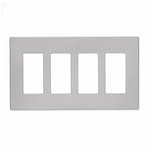 Eaton Wiring 4-Gang Decora Wall Plate, Mid-Size, Screwless, Polycarbonate, Silver Granite