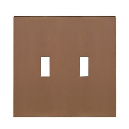 Eaton Wiring 2-Gang Toggle Wall Plate, Mid-Size, Screwless, Polycarbonate, Brushed Bronze