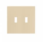 Eaton Wiring 2-Gang Toggle Wall Plate, Mid-Size, Screwless, Ivory