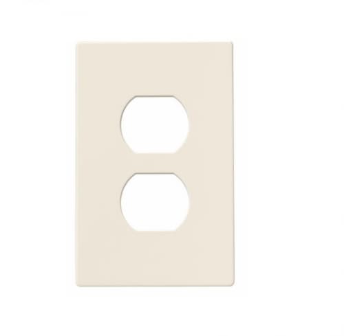 Eaton Wiring 1-Gang Duplex Receptacle Wall Plate, Mid-Size, Screwless, Light Almond