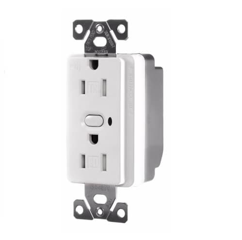 Eaton Wiring 15 Amp Duplex Receptacle, Z-Wave, Tamper Resistant, White Satin