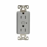 Eaton Wiring 15 Amp Z-Wave Plus Duplex Receptacle, Tamper Resistant, Gray