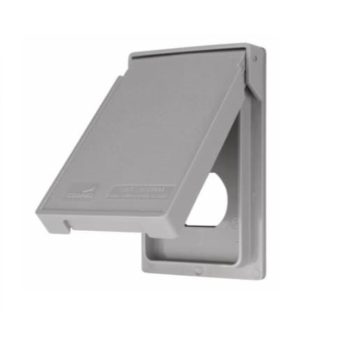 Eaton Wiring 1-Gang Duplex Receptacle Cover, Self-Closing, Vertical, Grey