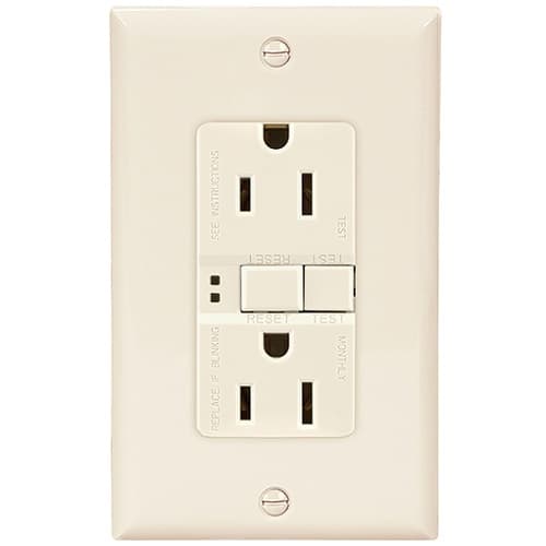 Eaton Wiring 15 Amp Duplex GFCI Receptacle Outlet, Almond