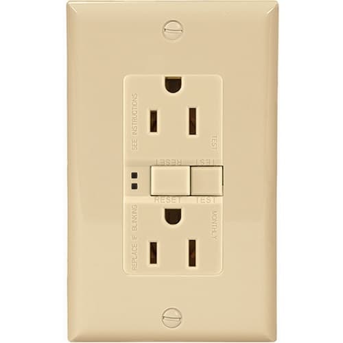 Eaton Wiring 15 Amp Duplex GFCI Receptacle Outlet, Ivory, Pack of 3