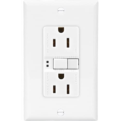 Eaton Wiring 15 Amp Duplex GFCI Receptacle Outlet w/ Mid-Size Wallplate, White