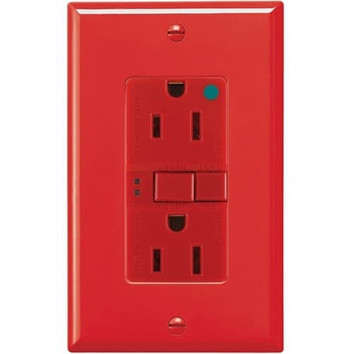 Eaton Wiring 15 Amp Hospital Grade GFCI NAFTA-Compliant Receptacle Outlet, Red