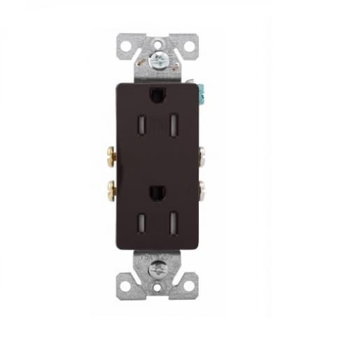 Eaton Wiring 15 Amp Duplex Receptacle, Decora, Auto Ground, Tamper Resistant, Brown