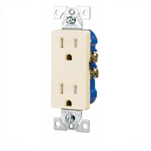 Eaton Wiring 15A TR Decora Duplex Receptacle, 2P3W, #14-10 AWG, 125V, LA, 10PK