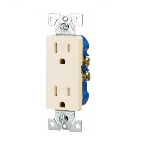 Eaton Wiring 15 Amp Decora Duplex Receptacle, Tamper Resistant, Light Almond