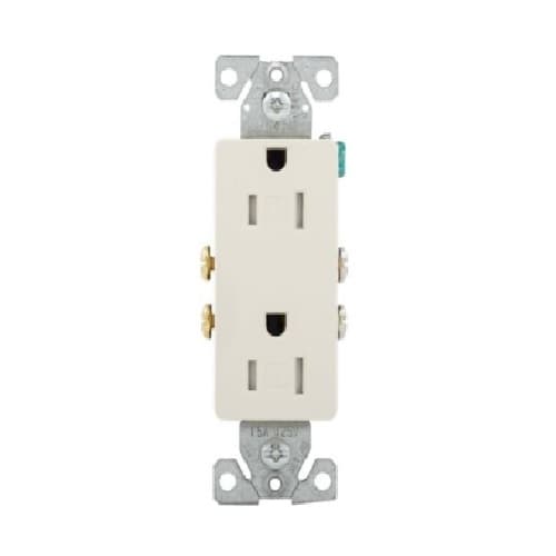 Eaton Wiring 15A TR Decora Duplex Receptacle, 2P3W, #14-10 AWG, 125V, Light Almond