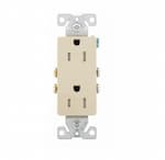 Eaton Wiring 15 Amp Duplex Receptacle, Decora, Tamper Resistant, Ivory