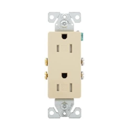 Eaton Wiring 15A TR Decora Duplex Receptacle, 2P3W, #14-10 AWG, 125V, Ivory, 10PK