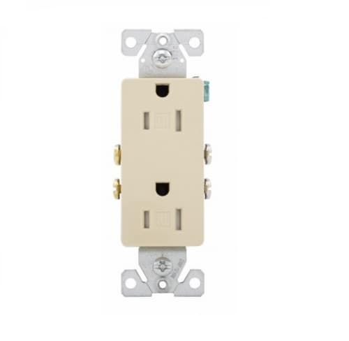 Eaton Wiring 15 Amp Decora Duplex Receptacle, Tamper Resistant, Ivory