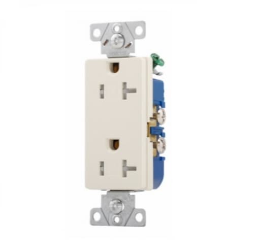 Eaton Wiring 20 Amp Duplex Receptacle, Decora, Tamper Resistant, Light Almond