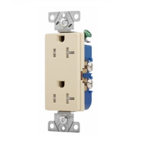 Eaton Wiring 20 Amp Duplex Receptacle, Decora, Tamper Resistant, Ivory