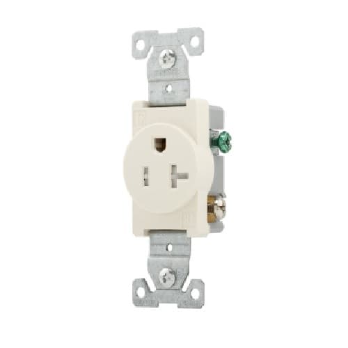 Eaton Wiring 20A TR Single Receptacle, Side Wire, 2-Pole, 3-Wire, 125V, LA